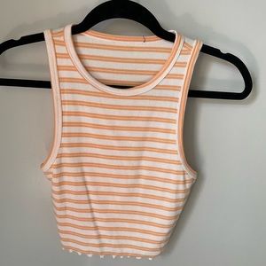Orange and white striped crop tank - Medium